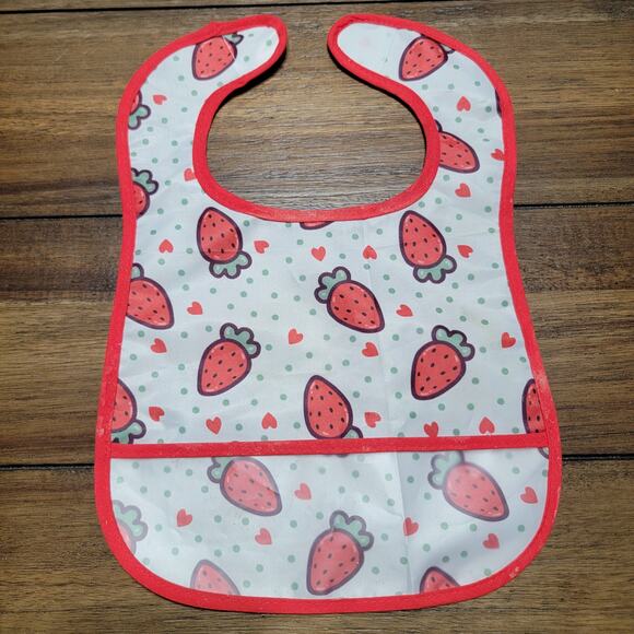 Set of 3 Infant Girl Super Bibs: Strawberries, Donuts & Swans - Picture 3 of 6